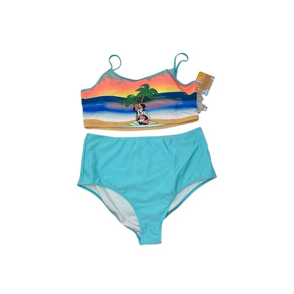 Disney Mickey Mouse Palm Tree Beach Sunset High Waist Bikini Set XL NWT Swimwear - Picture 15 of 15